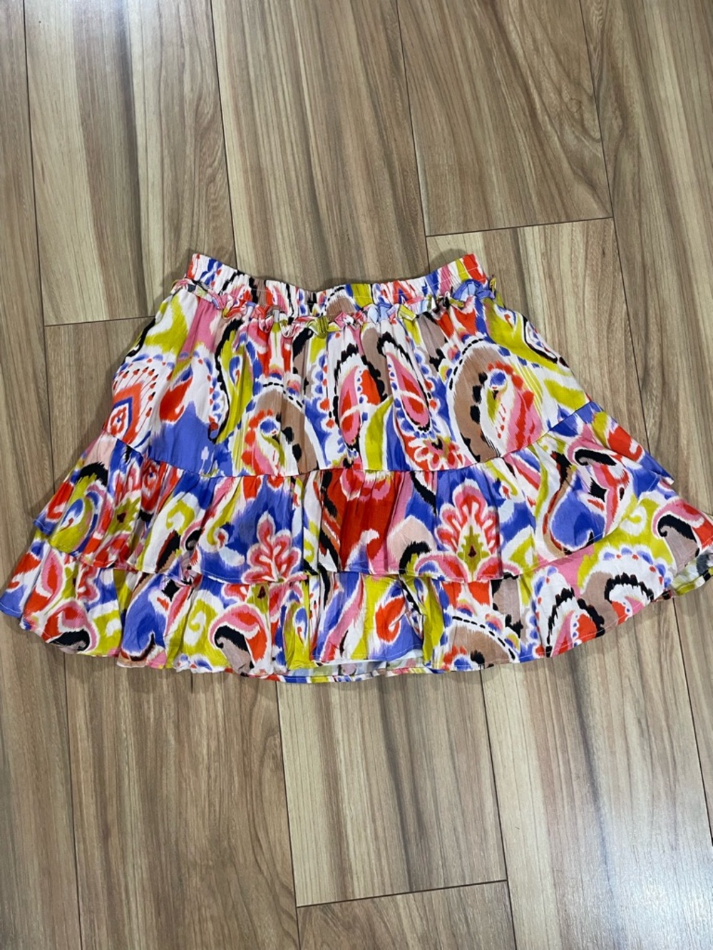 Willa Story Vibrant Multicolor Tiered Skater Skirt with Elastic Waist